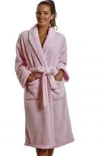 Halat de baie cu guler Best Cotton - 100% bumbac, 450g/mp, culoare roz - imagine 3