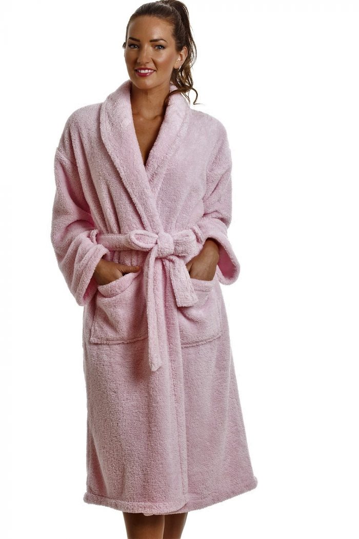 Halat de baie cu guler Best Cotton - 100% bumbac, 450g/mp, culoare roz - imagine 3