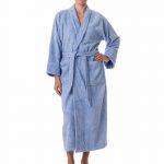 Halat de baie cu guler Best Cotton - 100% bumbac, 450g/mp, culoare bleu - imagine 2