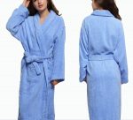 Halat de baie cu guler Best Cotton - 100% bumbac, 450g/mp, culoare bleu - imagine 3