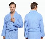 Halat de baie cu guler Best Cotton - 100% bumbac, 450g/mp, culoare bleu