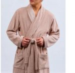 Halat de baie cu guler Best Cotton - 100% bumbac, 450g/mp, culoare cappuccino