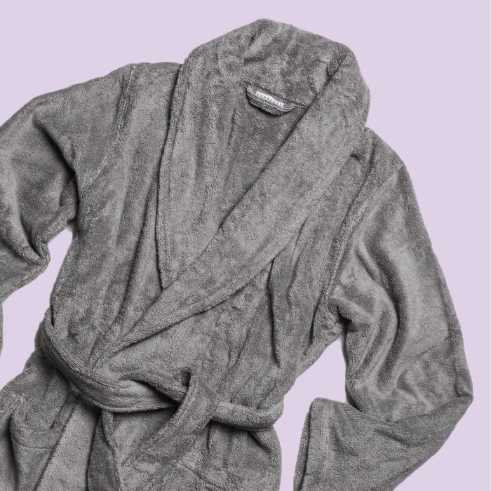 Halat de baie cu guler Best Cotton - 100% bumbac, 450g/mp, culoare gri - imagine 2