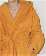 Halat de baie, cu guler Best Cotton - 100% bumbac, culoare orange - imagine 2