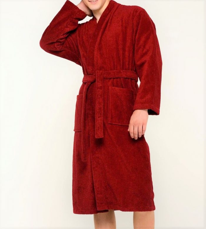 Halat de baie cu guler Best Cotton - 100% bumbac, 450g/mp, culoare rosu - imagine 3