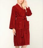 Halat de baie cu guler Best Cotton - 100% bumbac, 450g/mp, culoare rosu - imagine 2