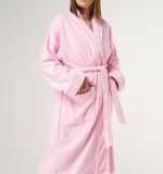 Halat de baie cu guler Best Cotton - 100% bumbac, 450g/mp, culoare roz