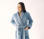 Halat de baie cu guler Best Cotton - 100% bumbac, 450g/mp, culoare bleu - imagine 5