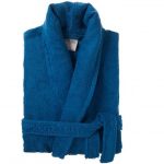 Halat de baie cu guler Best Cotton - 100% bumbac, 450g/mp, culoare albastru - imagine 2