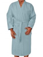 Halat de dama, pentru sauna - Best Cotton - fagure, 100% bumbac, bleu