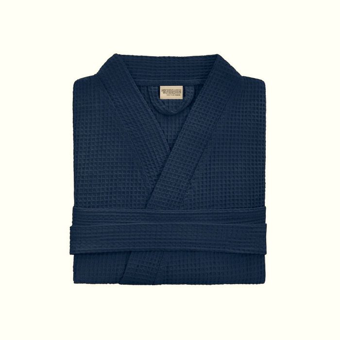 Halat de dama, pentru sauna - Best Cotton - fagure, 100% bumbac, bleumarin - imagine 2