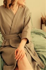 Halat de dama, pentru sauna - Best Cotton - fagure, 100% bumbac, cacao