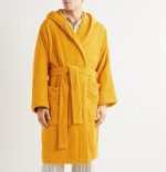 Halat de baie, cu guler Best Cotton - 100% bumbac, culoare galben - imagine 3