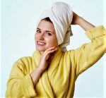 Halat de baie, cu guler Best Cotton - 100% bumbac, culoare galben - imagine 2