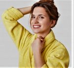 Halat de baie, cu guler Best Cotton - 100% bumbac, culoare galben