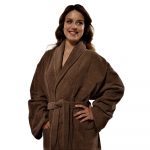 Halat de baie, cu guler Best Cotton - 100% bumbac, culoare ciocolata - imagine 2