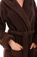 Halat de baie, cu guler Best Cotton - 100% bumbac, culoare ciocolata