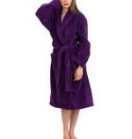 Halat de baie, cu guler Best Cotton - 100% bumbac, culoare mov - imagine 2