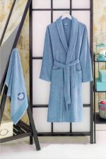 Halat de baie, cu guler Best Cotton - 100% bumbac, culoare mov - imagine 30