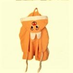 Halat de baie cu gluga cu broderie pentru copii Best Cotton - 100% bumbac, tesatura prosop catifea, orange