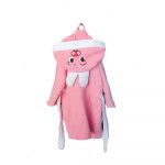 Halat de baie cu gluga cu broderie pentru copii Best Cotton - 100% bumbac, tesatura prosop catifea, roz