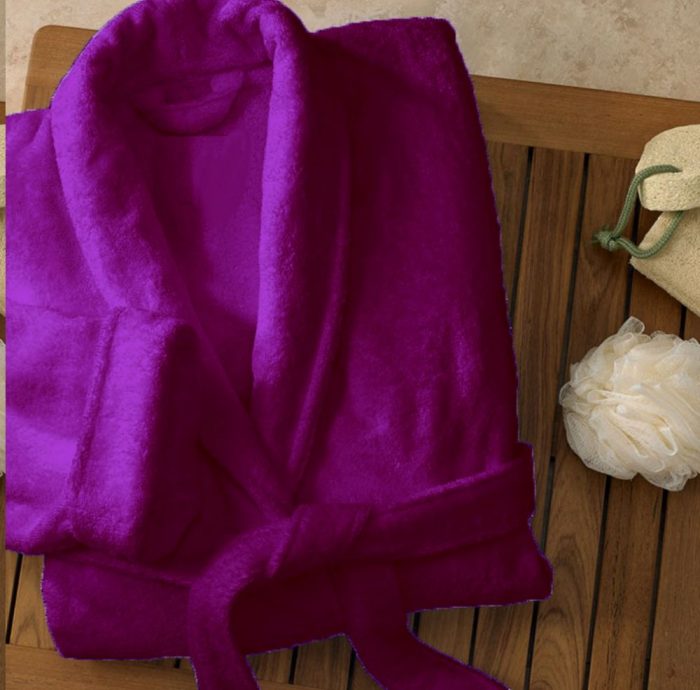 Halat de baie, cu guler Best Cotton - 100% bumbac, culoare mov - imagine 4