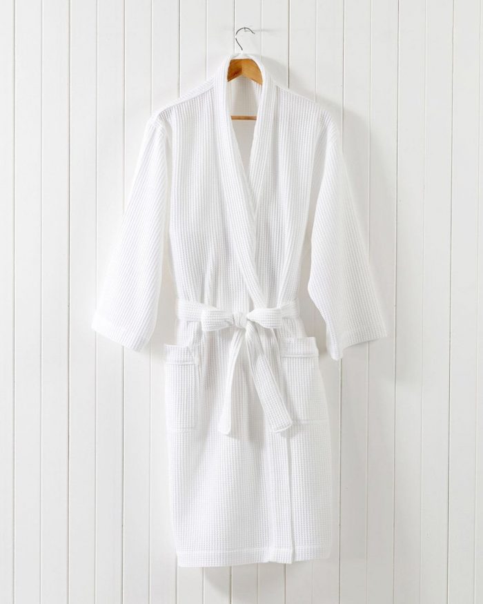 Halat pentru sauna Best Cotton Hotel- fagure, 100% bumbac, alb - imagine 4