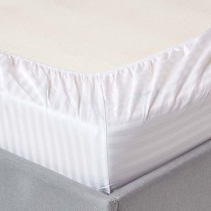 engros Husa cu elastic pentru pat Best Cotton - 100% bumbac, Damasc cu latime dungi 1 cm, alb 42 engros-lazy