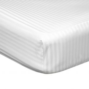 engros Husa cu elastic pentru pat Best Cotton - 100% bumbac, Damasc Saten cu latime dungi 1 cm, alb 29 engros-lazy