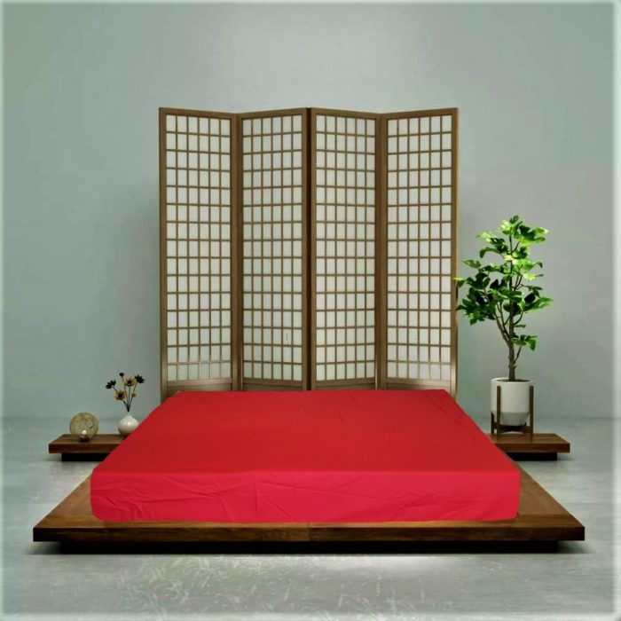 Husa pat Best Cotton - 1 persoana, Ranforce color uni, 100% bumbac, pentru saltea 90x200+20 cm, rosu - imagine 3