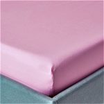 Husa pat Best Cotton - 2 persoane, ranforce color uni, 100% bumbac, pentru saltea 160x200+20 cm, roz - imagine 2