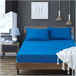 Husa pat cu elastic Best Cotton - Tricot, 100% bumbac, albastru