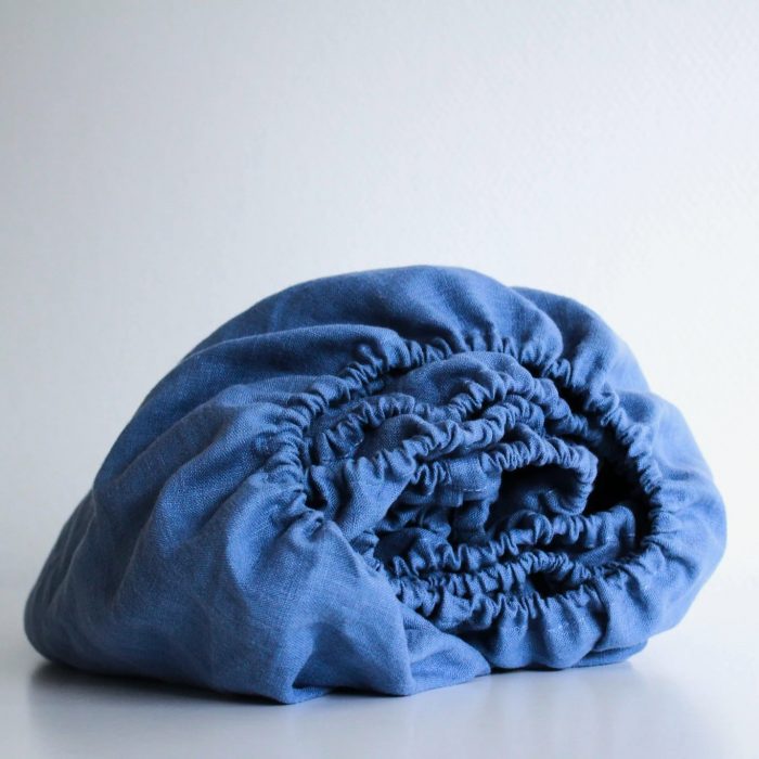 Husa pat cu elastic Best Cotton - Tricot, 100% bumbac, albastru - imagine 2