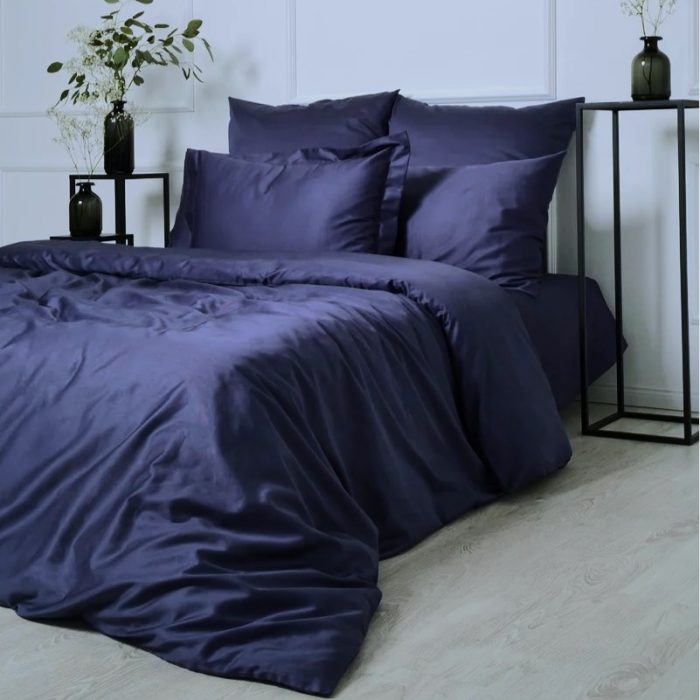 Lenjerie de pat Best Cotton Hotel King Size, 100% bumbac, Damasc DeLux Saten, bleumarin - imagine 2