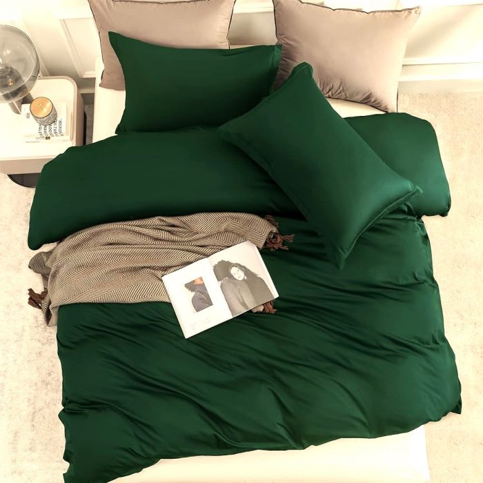 Lenjerie de pat Best Cotton Hotel King Size, 100% bumbac, Damasc DeLux Saten, verde smarald - imagine 3