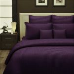 Cearceaf de pat Best Cotton Deco, 100% bumbac, Damasc Saten, dimensiune dungi 1 cm, Mov - imagine 4