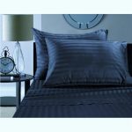 Set 2 fete de perna Best Cotton Deco - Damasc Saten - 100% bumbac, dimensiune dungi 1 cm, Bleumarin - imagine 3