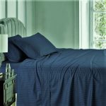 Cearceaf de pat Best Cotton Deco, 100% bumbac, Damasc Saten, dimensiune dungi 1 cm, Bleumarin - imagine 3