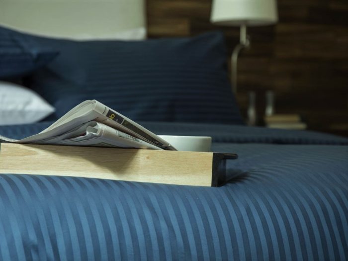 Set 2 fete de perna Best Cotton Deco - Damasc Saten - 100% bumbac, dimensiune dungi 1 cm, Bleumarin - imagine 5