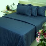 Set 2 fete de perna Best Cotton Deco - Damasc Saten - 100% bumbac, dimensiune dungi 1 cm, Bleumarin - imagine 6