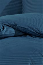 Cearceaf de pat Best Cotton Deco, 100% bumbac, Damasc Saten, dimensiune dungi 1 cm, Bleumarin - imagine 5
