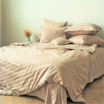 Set 2 fete de perna Best Cotton Deco - Damasc Saten - 100% bumbac, dimensiune dungi 1 cm, Cappuccino - imagine 3