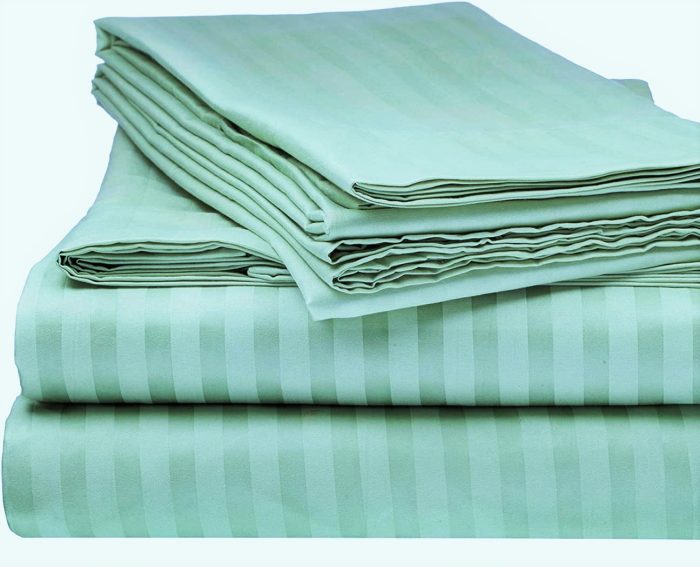 Set 2 fete de perna Best Cotton Deco - Damasc Saten - 100% bumbac, dimensiune dungi 1 cm, Verde Fistic - imagine 4