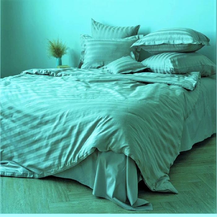 Set 2 fete de perna Best Cotton Deco - Damasc Saten - 100% bumbac, dimensiune dungi 1 cm, Verde Fistic - imagine 5