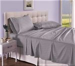 Cearceaf de pat Best Cotton Deco, 100% bumbac, Damasc Saten, dimensiune dungi 1 cm, Gri