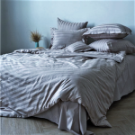 Set 2 fete de perna Best Cotton Deco - Damasc Saten - 100% bumbac, dimensiune dungi 1 cm, Gri