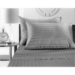 Cearceaf de pat Best Cotton Deco, 100% bumbac, Damasc Saten, dimensiune dungi 1 cm, Gri - imagine 3