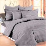 Set 2 fete de perna Best Cotton Deco - Damasc Saten - 100% bumbac, dimensiune dungi 1 cm, Gri - imagine 5