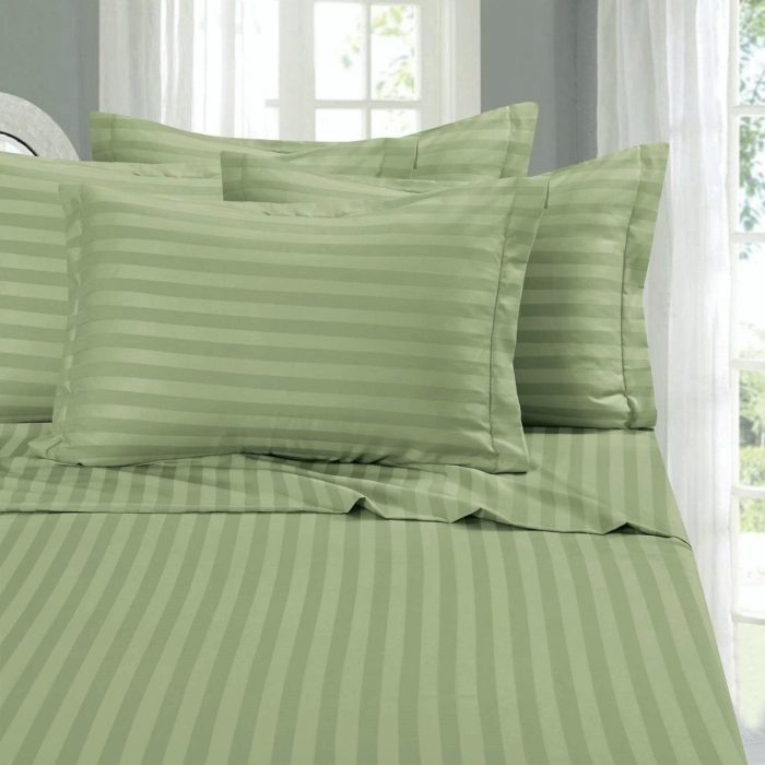 Cearceaf de pat Best Cotton Deco, 100% bumbac, Damasc Saten, dimensiune dungi 1 cm, Verde Fistic - imagine 5