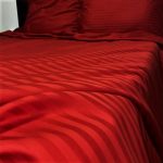 Set 2 fete de perna Best Cotton Deco - Damasc Saten - 100% bumbac, dimensiune dungi 1 cm, Rosu - imagine 4